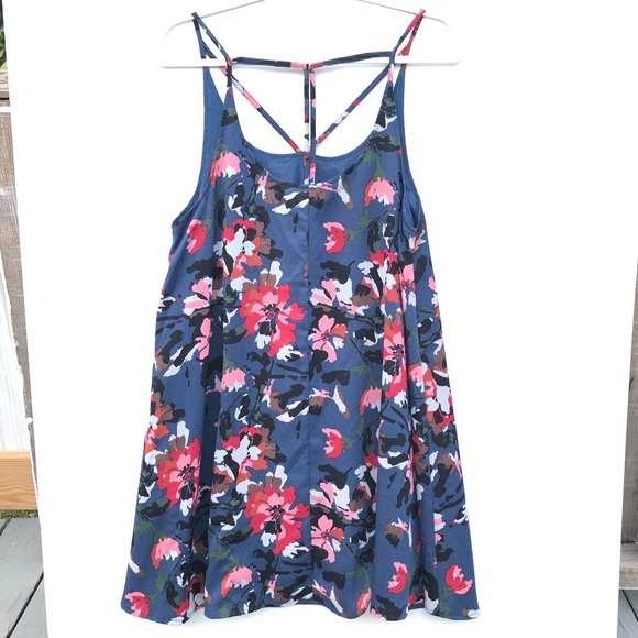 Nordstrom Brass Plum Blue Floral Mini Dress M - Picture 4 of 8